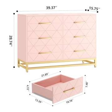 Patikuin 6 Drawer Dresser - Modern Pink Storage Solution