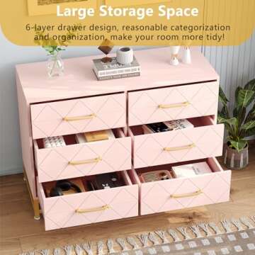Patikuin 6 Drawer Dresser - Modern Pink Storage Solution