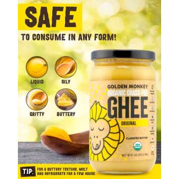 Organic Ghee Butter Grass Fed Clarified – 16 Oz Ghee Butter – Unsalted Butter Certified Organic Ghee Oil – Perfect for Paleo, Keto, Lactose & Gluten Free Diet