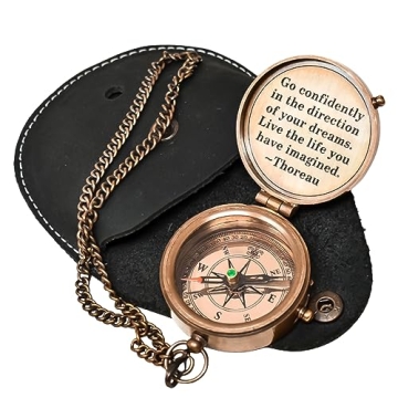 Thoreau's Go Confidently Engraved Compass - Inspirational Graduation Gift
