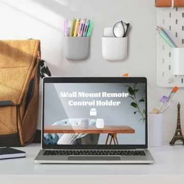 Hoemwarm 12 Pcs Remote Holder Wall Mounted, Self-Adhesive Phone Pen Holder for Wall Beside Table Bed Storage Box Organizer Wall Pocket for Home Office School Supply Storage Camper Accessories