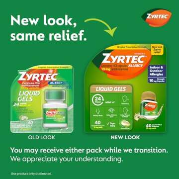 Zyrtec 24 Hour Allergy Relief Liquid Gels, Antihistamine Capsules with Cetirizine HCl Allergy Medici...
