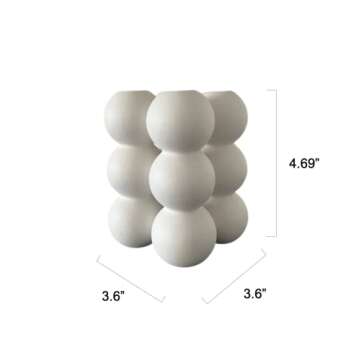 JnnLiuLiu: Bubble, Cube-Like White Ceramic Vase for Flowers, Home Decor, Pampas Grass. Boho, Stylish, Farm-House, Minimal, Minimalist, Modern, Decorative Vase.