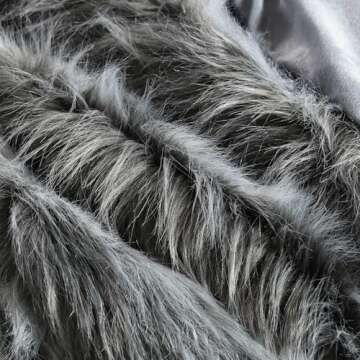 Luxury Faux Fur Throw Blanket, Grey and Black High Pile Mixed Throw Blanket, Super Warm, Fuzzy, Elegant, Fluffy Decoration Blanket Scarf for Sofa, Couch and Bed, 50''x 60''
