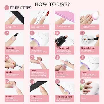 Phoenixy Poly Nail Gel Kit, 6 Colors Gel Nail Kit with 36W LED U V Nail Lamp Slip Solution Manicure Tools Nude Pink Red Orange Glitter White Nail Extension Kit Starter Kit Gifts for Women