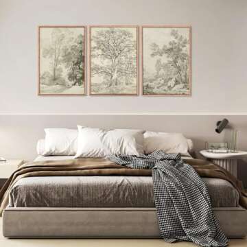 Ausril Vintage Sketchbook Forest Canvas Wall Art Set