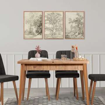 Ausril Vintage Sketchbook Forest Canvas Wall Art Set