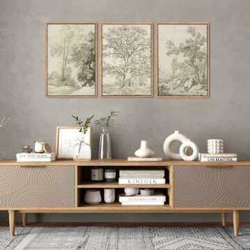 Ausril Vintage Sketchbook Forest Canvas Wall Art Set