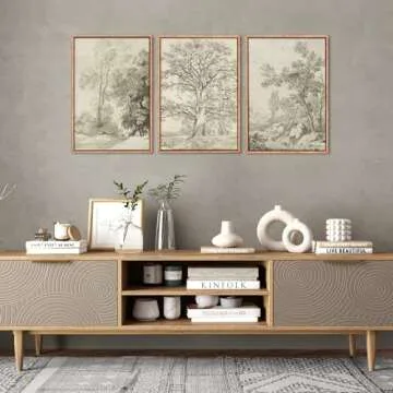 Ausril Vintage Sketchbook Forest Canvas Wall Art Set