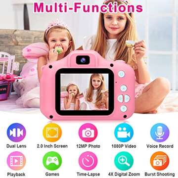 GKTZ Toys for Girls Age 3-8, Kids Camera Digital Video Toddler Camera Children Camcorder Birthday Gi...