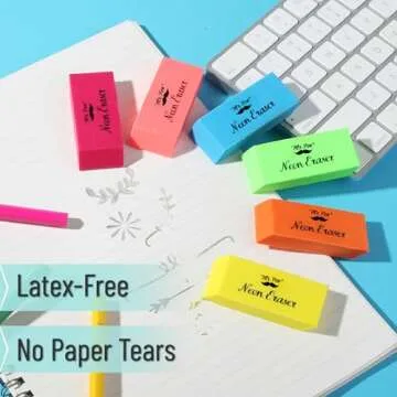 Mr. Pen Neon Erasers - 12 Pack of Colorful Precision Tools