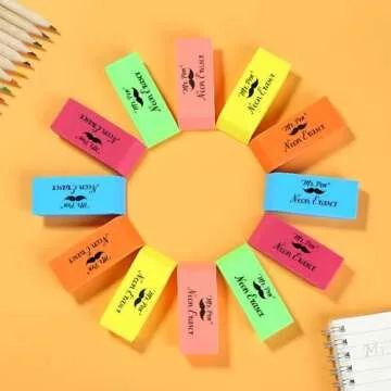 Mr. Pen Neon Erasers - 12 Pack of Colorful Precision Tools