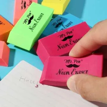 Mr. Pen Neon Erasers - 12 Pack of Colorful Precision Tools