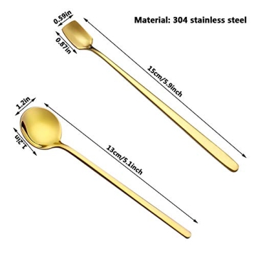 Gold Plated Stainless Steel Espresso Spoons Set of 8