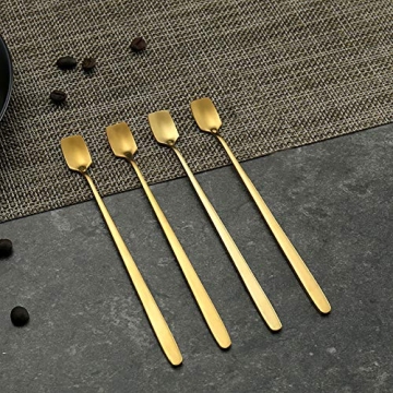 Gold Plated Stainless Steel Espresso Spoons Set of 8