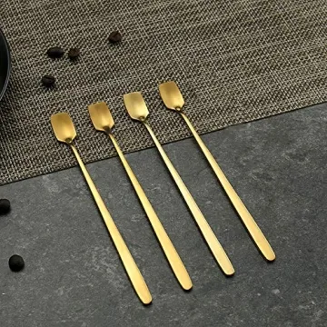 Gold Plated Stainless Steel Espresso Spoons Set of 8