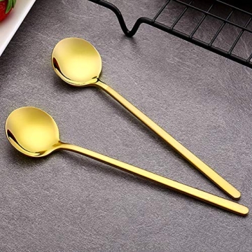 Gold Plated Stainless Steel Espresso Spoons Set of 8