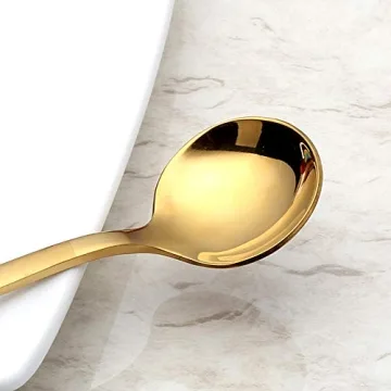 Gold Plated Stainless Steel Espresso Spoons Set of 8