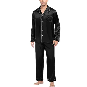 SWOMOG Men's Silk Satin Pajamas Set – Luxurious Sleepwear for Ultimate Comfort