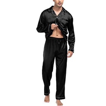 Luxury SWOMOG Men's Satin Pajamas Set for Comfort