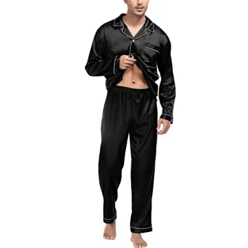 Luxury SWOMOG Men's Satin Pajamas Set for Comfort