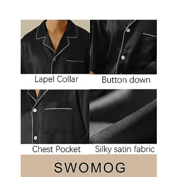Luxury SWOMOG Men's Satin Pajamas Set for Comfort