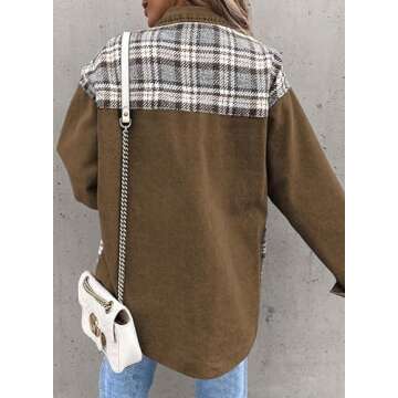 SHEWIN Denim Jacket for Women Long Sleeve Button Down Oversized jean Jacket Women Denim Shirt Spring Outfits 2025 Women's Clothing Brown Medium