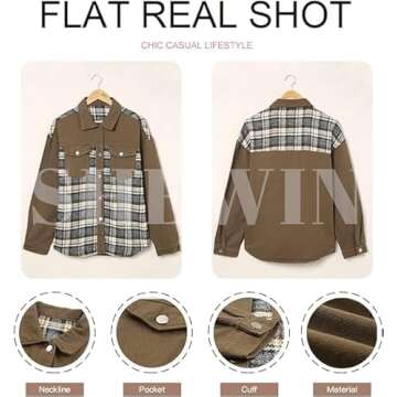 SHEWIN Denim Jacket for Women Long Sleeve Button Down Oversized jean Jacket Women Denim Shirt Spring Outfits 2025 Women's Clothing Brown Medium