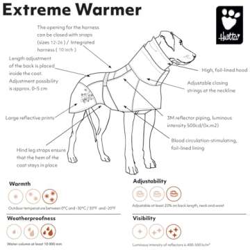 Hurtta Extreme-Warmer 2, Winter Dog Coat, Lingon, 16 in