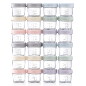 VITEVER 24-Pack Glass Baby Food Storage Containers - 4 oz Baby Food Storage Jars With Lids, Baby Foo...
