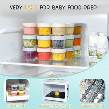 VITEVER 24-Pack Glass Baby Food Storage Containers - 4 oz Baby Food Storage Jars With Lids, Baby Food Maker, Microwave, Dishwasher & Freezer Safe