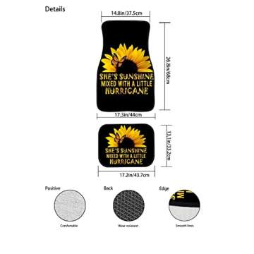NETILGEN Sunflower Floor Mats for Cars, She's Sunshine Automotive Heavy Duty Floor Mats, Anti-Slip R...