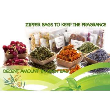 16 Bags Dried Flowers for Soap Making, Dried Flowers for Candle Making, Soap Flowers and Dried Herbs for Candle Oil, Bath Bombs. Essential Fragrant – The Best Variety of Grade A Flowers