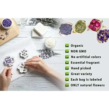 16 Bags Dried Flowers for Soap Making, Dried Flowers for Candle Making, Soap Flowers and Dried Herbs for Candle Oil, Bath Bombs. Essential Fragrant – The Best Variety of Grade A Flowers