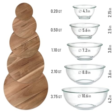 dokaworld Glass Mixing Bowls - Durable and Stackable Food Storage