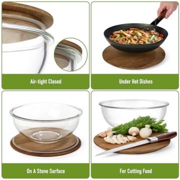 dokaworld Glass Mixing Bowls - Durable and Stackable Food Storage