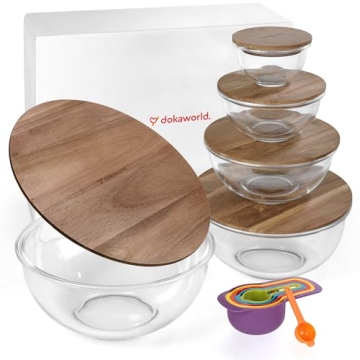 dokaworld Glass Mixing Bowls - Durable and Stackable Food Storage
