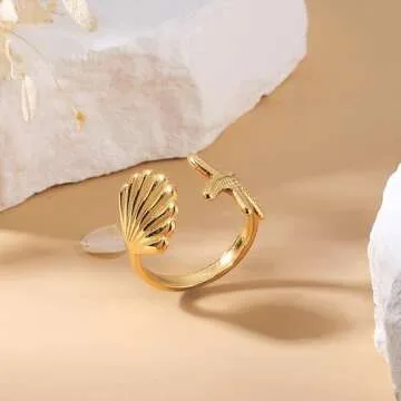 Jean Beau Gold Starfish Shell Rings for Summer Jewelry
