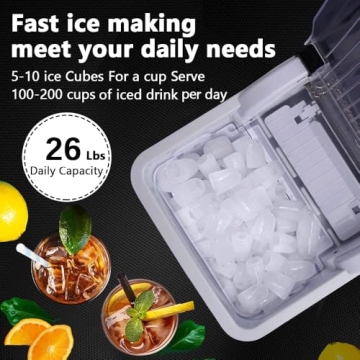 Countertop Ice Maker Machine, 26Lbs Bullet Ice Cube Daily, Portable Ice Maker with Scoop, Enjoy A Co...