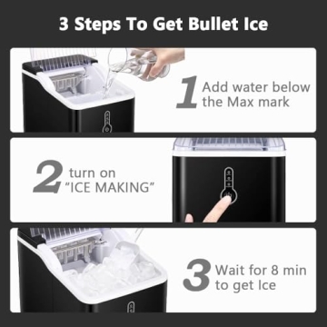 Portable Ice Maker Producing 26Lbs Bullet Ice Daily