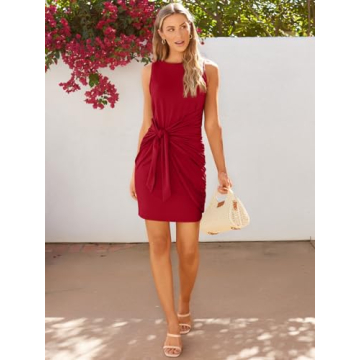LILLUSORY Women Summer Tie Wrap Mini Dress in Trendy Colors