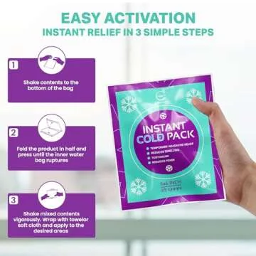 Instant Ice Cold Pack (6” x 5”) - 25 Packs Disposable Instant Ice Packs for Injuries | Cold Compress Ice Pack for Pain Relief, Swelling, First Aid, Toothache, & Outdoor Activities -Subscribe & Save