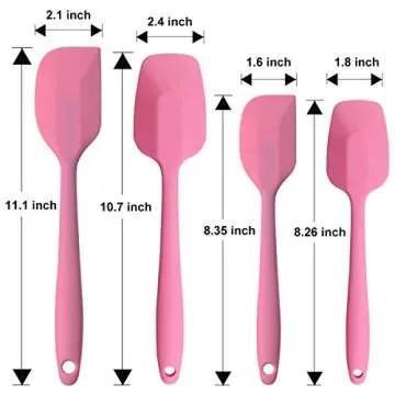 Silicone Spatulas Set, Rubber Spoon Spatula Heat Resistant Spoonula One Piece Design Seamless Spatula Non-Stick Scrapers Baking Mixing Tool (Pink)