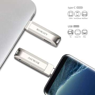 Flash Drive USB Type C Both 3.2 Tech - 2 in 1 Dual Drive Memory Stick High Speed OTG for Android Smartphone Computer, MacBook, Chromebook Pixel - 32GB