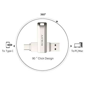 Flash Drive USB Type C Both 3.2 Tech - 2 in 1 Dual Drive Memory Stick High Speed OTG for Android Smartphone Computer, MacBook, Chromebook Pixel - 32GB