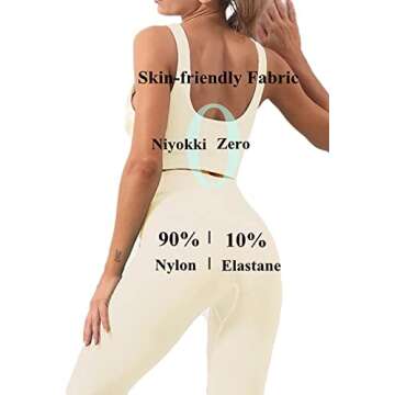 Workout Sets for Women, Seamless Crop Tops Leggings Matching 2 Pieces Outfits, Sexy Two Piece Yoga Workout Outfits (S, A-White)