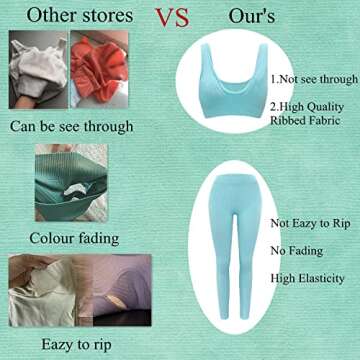 Workout Sets for Women, Seamless Crop Tops Leggings Matching 2 Pieces Outfits, Sexy Two Piece Yoga Workout Outfits (S, A-White)