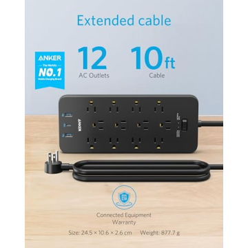Anker Power Strip 12 Outlets USB Surge Protector