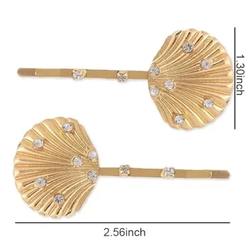 Gold Seashell Rhinestone Hair Clips Summer Beach Elegance