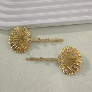 Gold Seashell Rhinestone Hair Clips Summer Beach Elegance